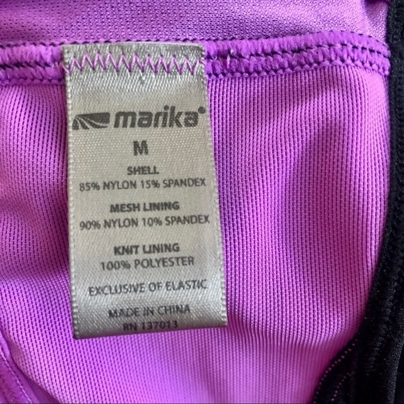 Marika fuchsia and black Razorback padded sports bra with front zipper. Medium - Picture 5 of 6